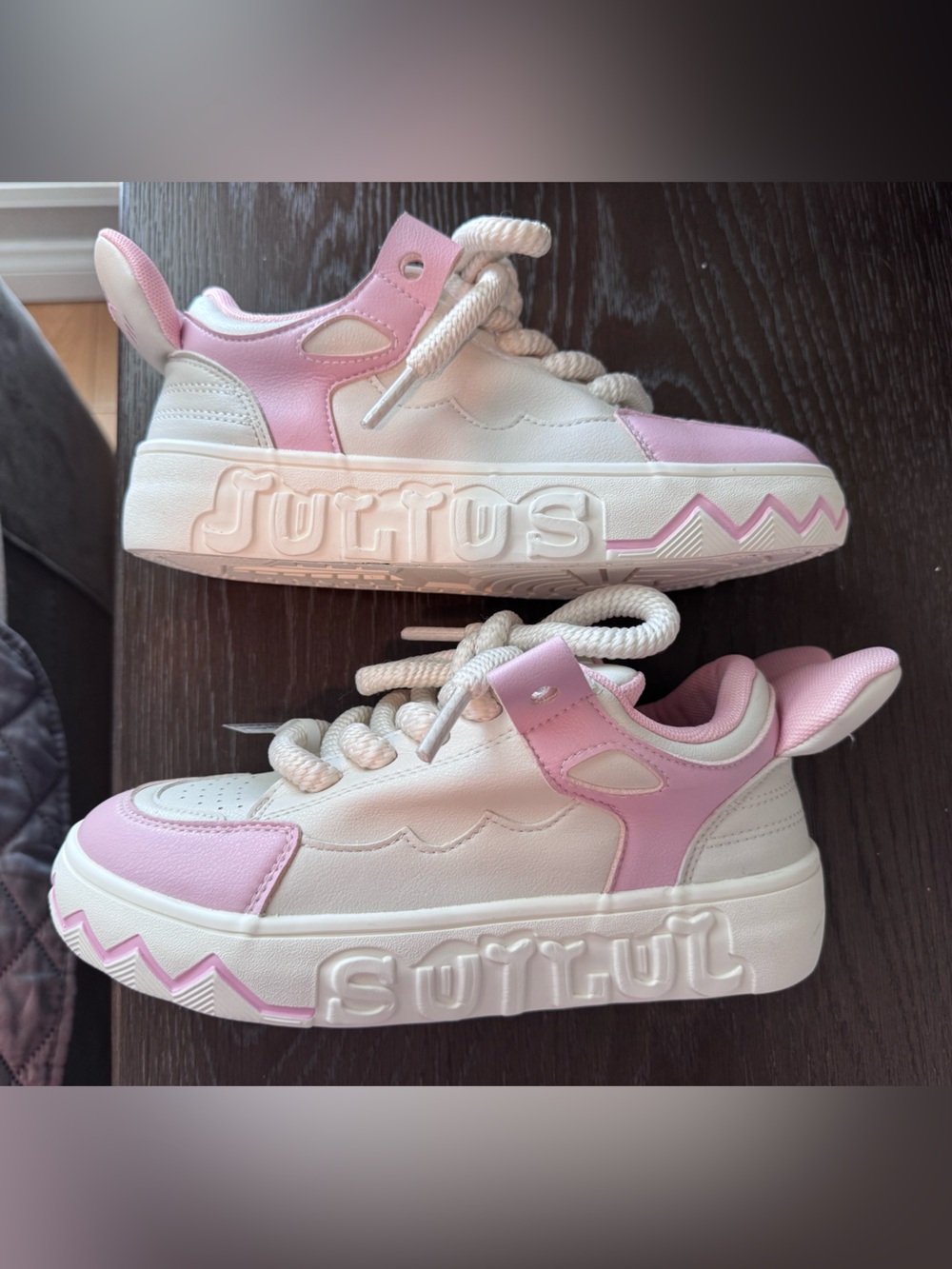 Charles Jang Happy Heart Chunky Sneakers Pink White Rope Lace Women’s US 5.5 New